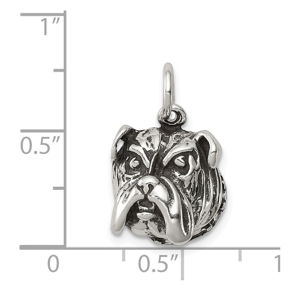 Sterling Silver Antiqued Bull Dog Charm - Product Photo
