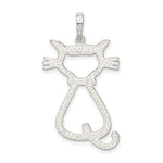 Sterling Silver Polished Cat Pendant - Product Photo