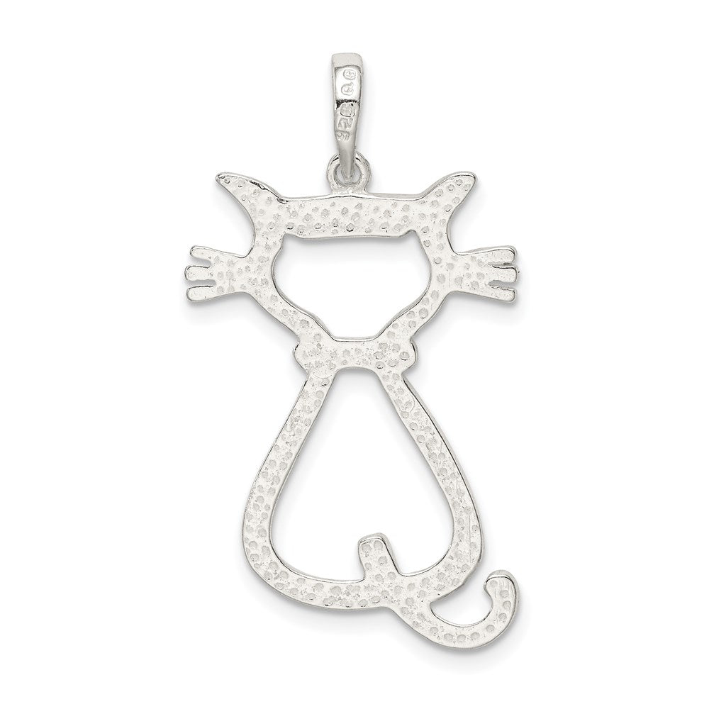 Sterling Silver Polished Cat Pendant - Product Photo