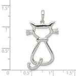 Sterling Silver Polished Cat Pendant - Product Photo