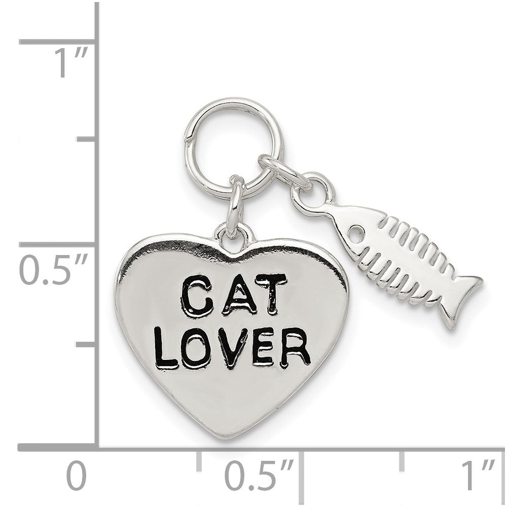 Sterling Silver Cat Lover Pendant - Product Photo