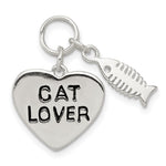 Sterling Silver Cat Lover Pendant - Product Photo