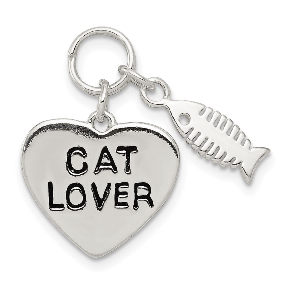 Sterling Silver Cat Lover Pendant - Product Photo
