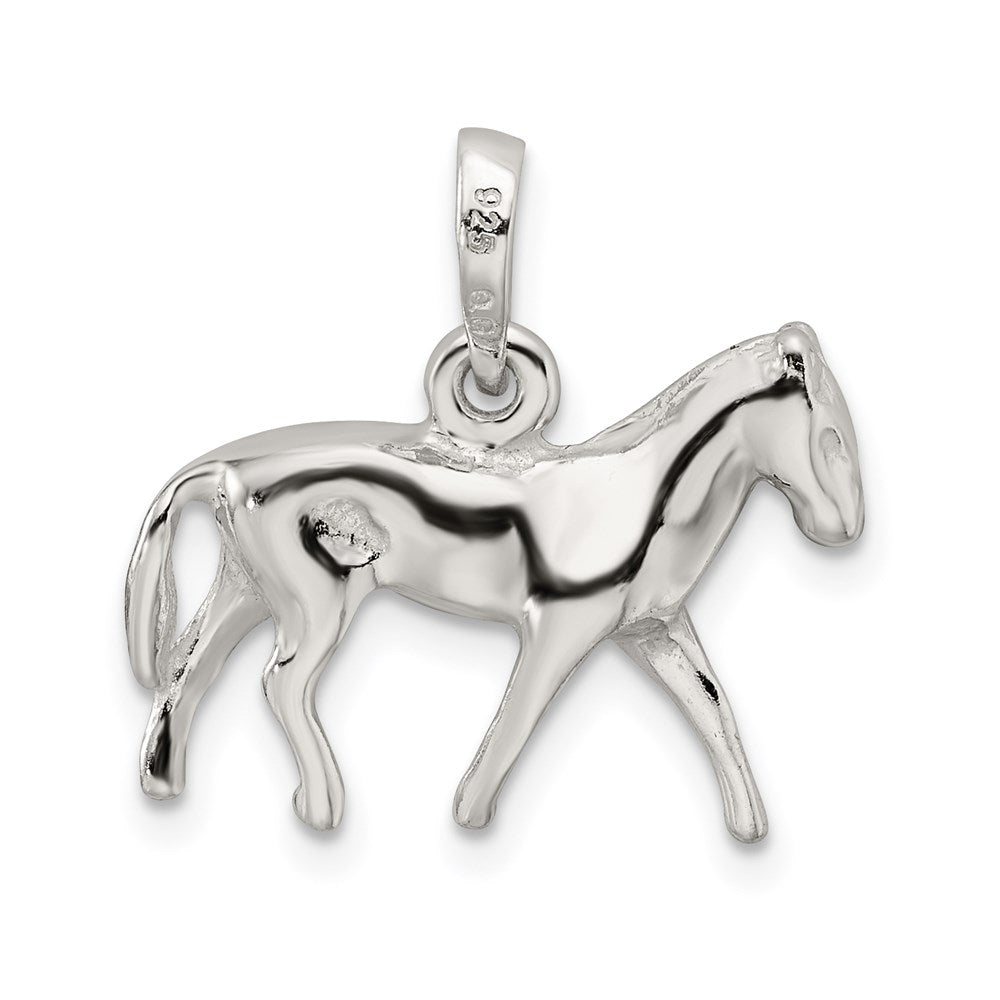Sterling Silver Polished Horse Pendant - Product Photo