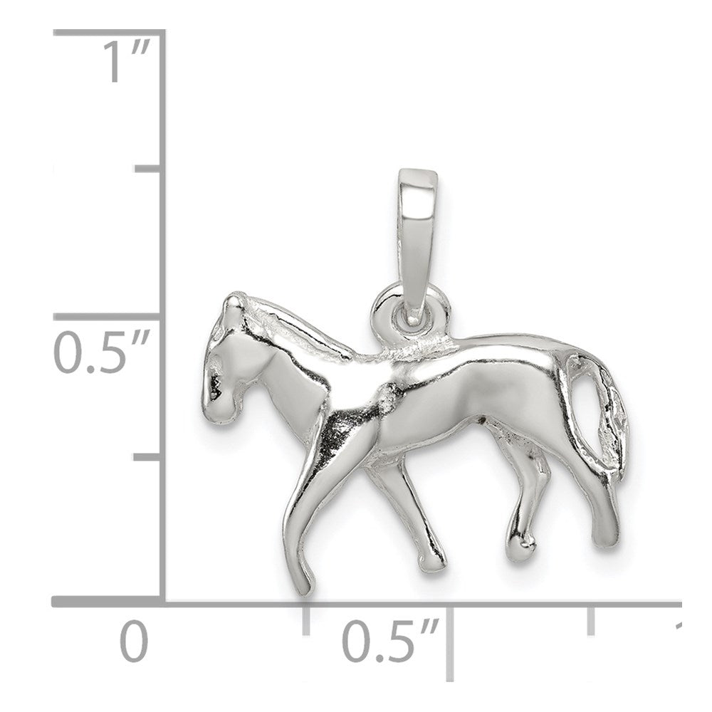 Sterling Silver Polished Horse Pendant - Product Photo