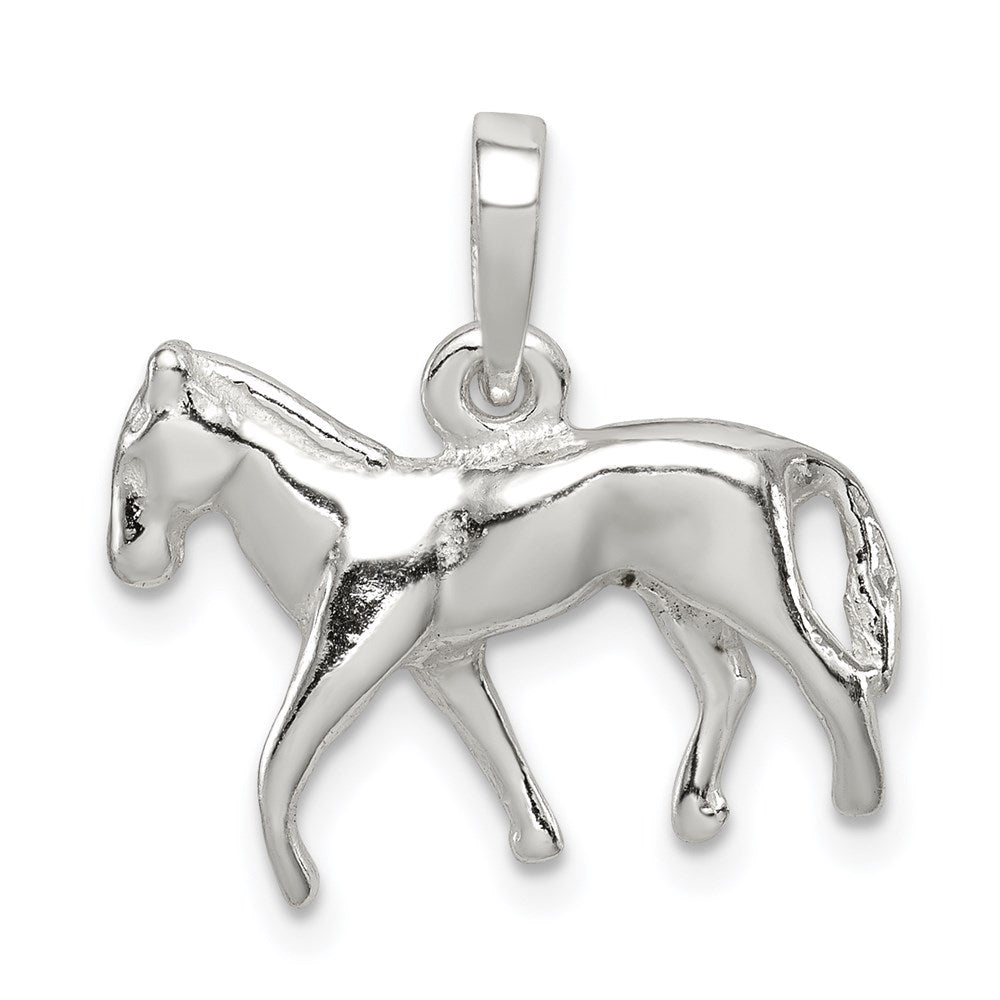 Sterling Silver Polished Horse Pendant - Product Photo