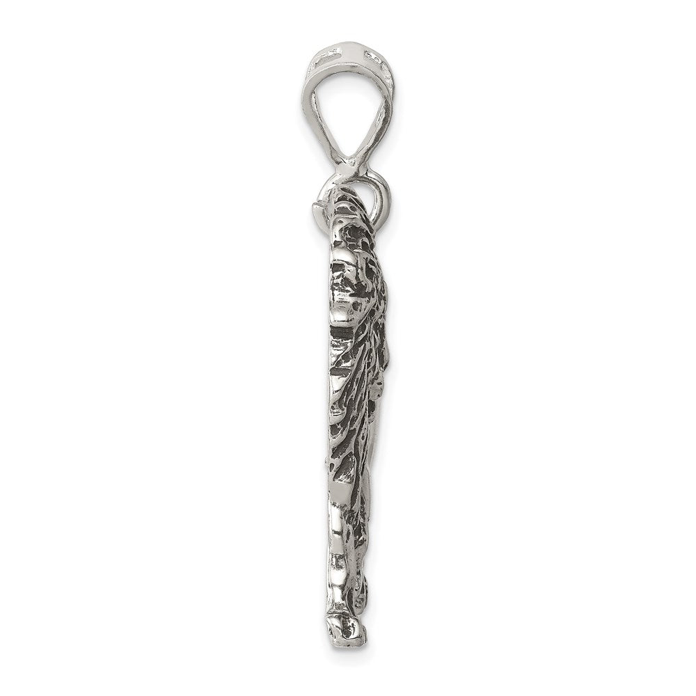Sterling Silver Antiqued Lion Charm - Product Photo