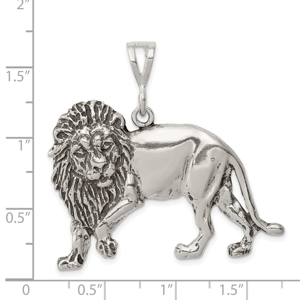 Sterling Silver Antiqued Lion Charm - Product Photo