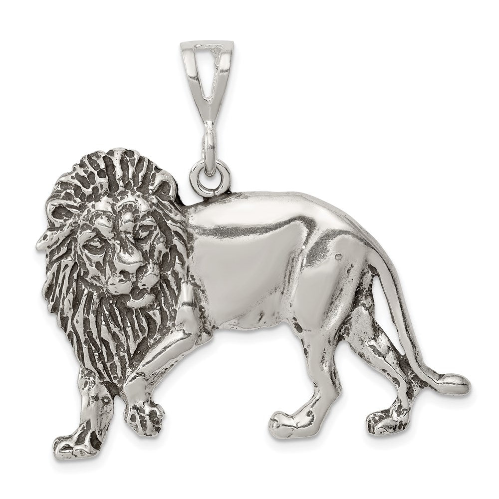 Sterling Silver Antiqued Lion Charm - Product Photo