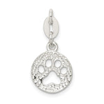 Sterling Silver Round Paw Print Pendant - Product Photo