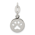 Sterling Silver Round Paw Print Pendant - Product Photo