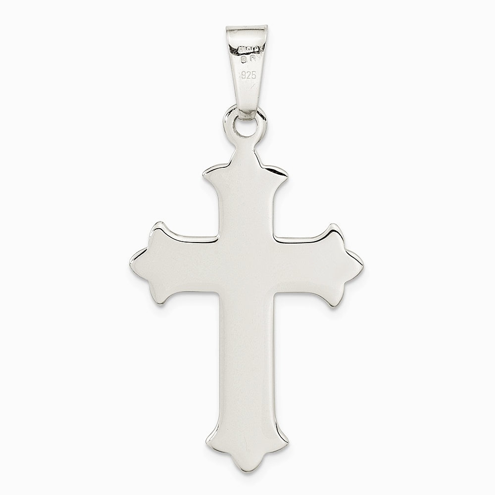 Sterling Silver Polished Textured Cross Pendant - Product Photo