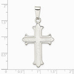 Sterling Silver Polished Textured Cross Pendant - Product Photo