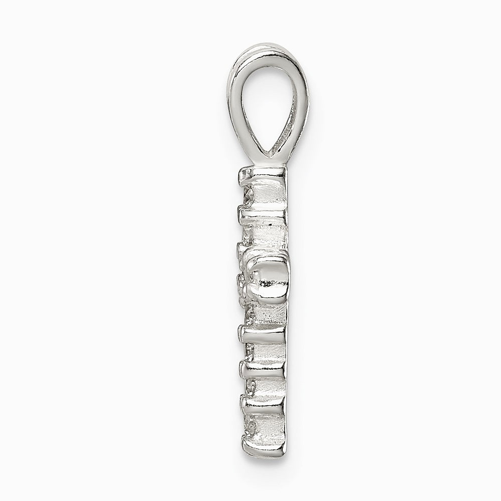 Sterling Silver Polished CZ Cross Pendant - Product Photo
