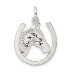 Sterling Silver Horseshoe with Horse Head Pendant - Product Photo