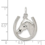 Sterling Silver Horseshoe with Horse Head Pendant - Product Photo