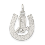 Sterling Silver Horseshoe with Boot Charm - Product Photo