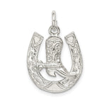 Sterling Silver Horseshoe with Boot Charm - Product Photo