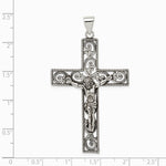 Sterling Silver Antiqued Beaded Filigree Crucifix Pendant - Product Photo