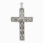 Sterling Silver Antiqued Beaded Filigree Crucifix Pendant - Product Photo