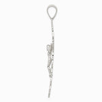 Sterling Silver Polished & Textured Large Floral Cross with Jesus Pendant - Product Photo