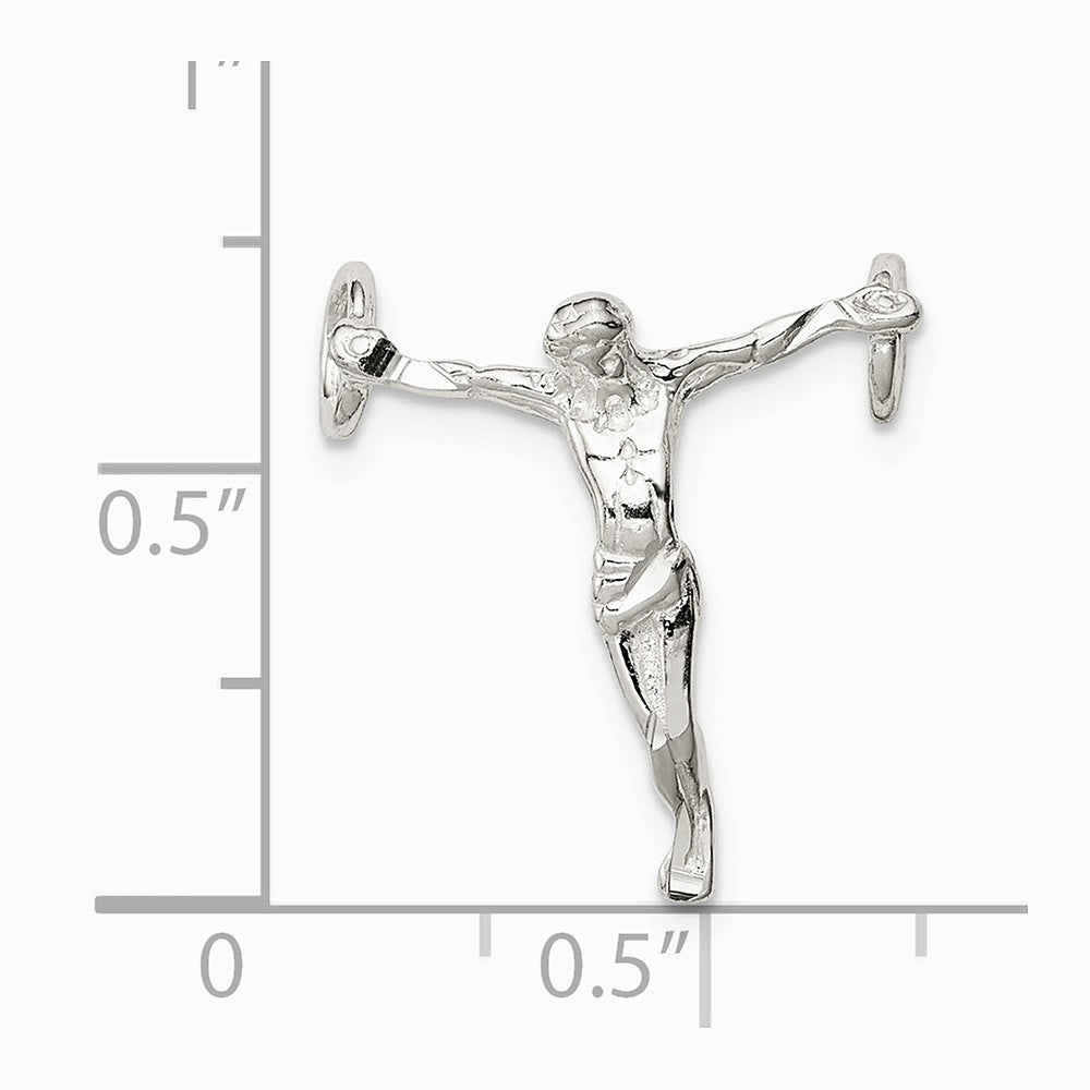 Sterling Silver Polished Mini Jesus Cross Chain Slide - Product Photo