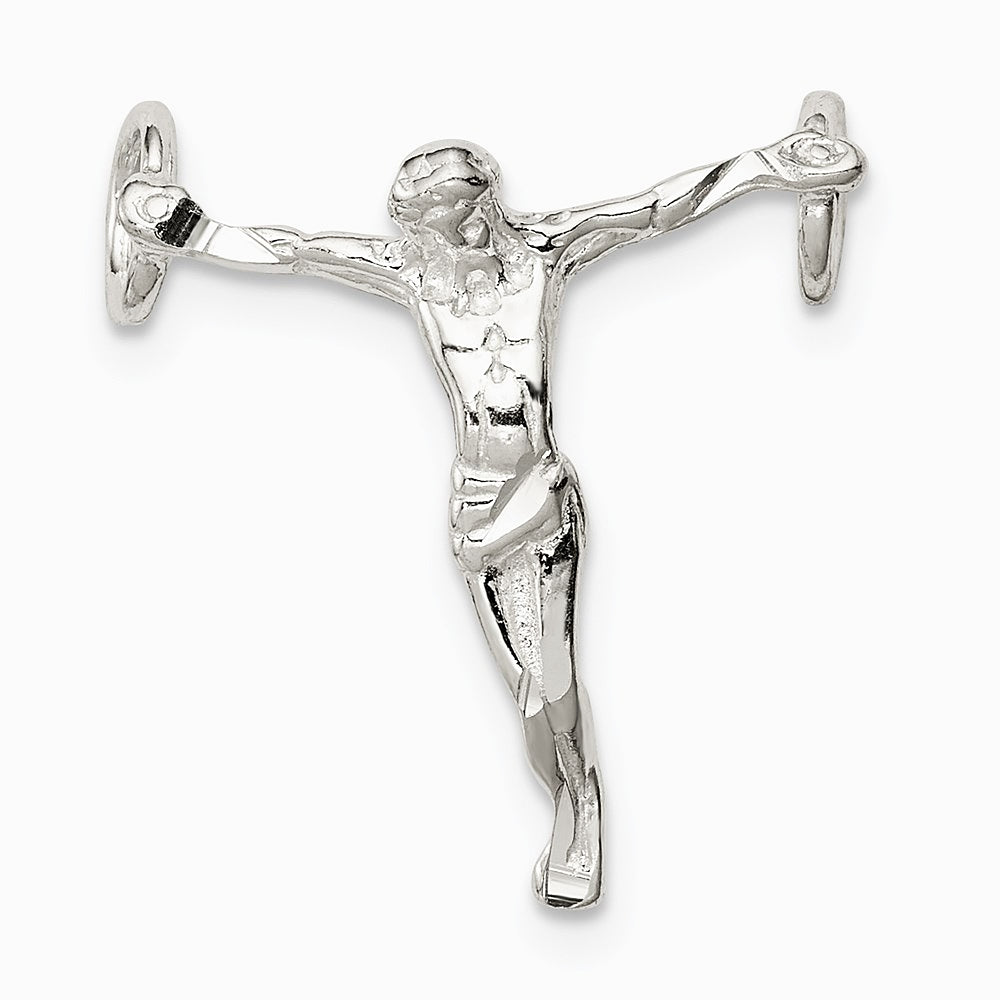 Sterling Silver Polished Mini Jesus Cross Chain Slide - Product Photo