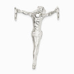 Sterling Silver Polished Jesus Cross Chain Slide Pendant - Product Photo