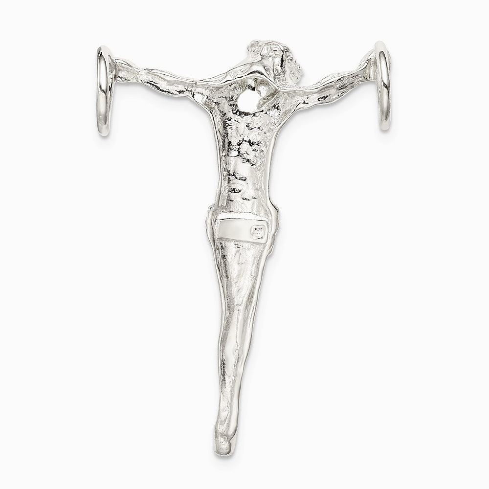 Sterling Silver Polished Jesus Cross Chain Slide Pendant - Product Photo