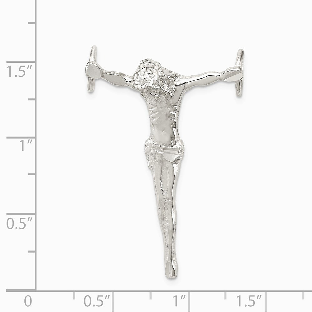 Sterling Silver Polished Jesus Cross Chain Slide Pendant - Product Photo