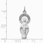 Sterling Silver Platinum-plated Polished & Satin CZ Miraculous Medal Pendan - Product Photo