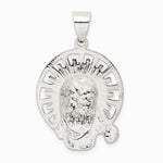Sterling Silver Polished & Textured Jesus Head Pendant - Product Photo