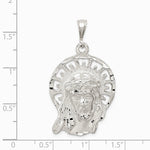 Sterling Silver Polished & Textured Jesus Head Pendant - Product Photo