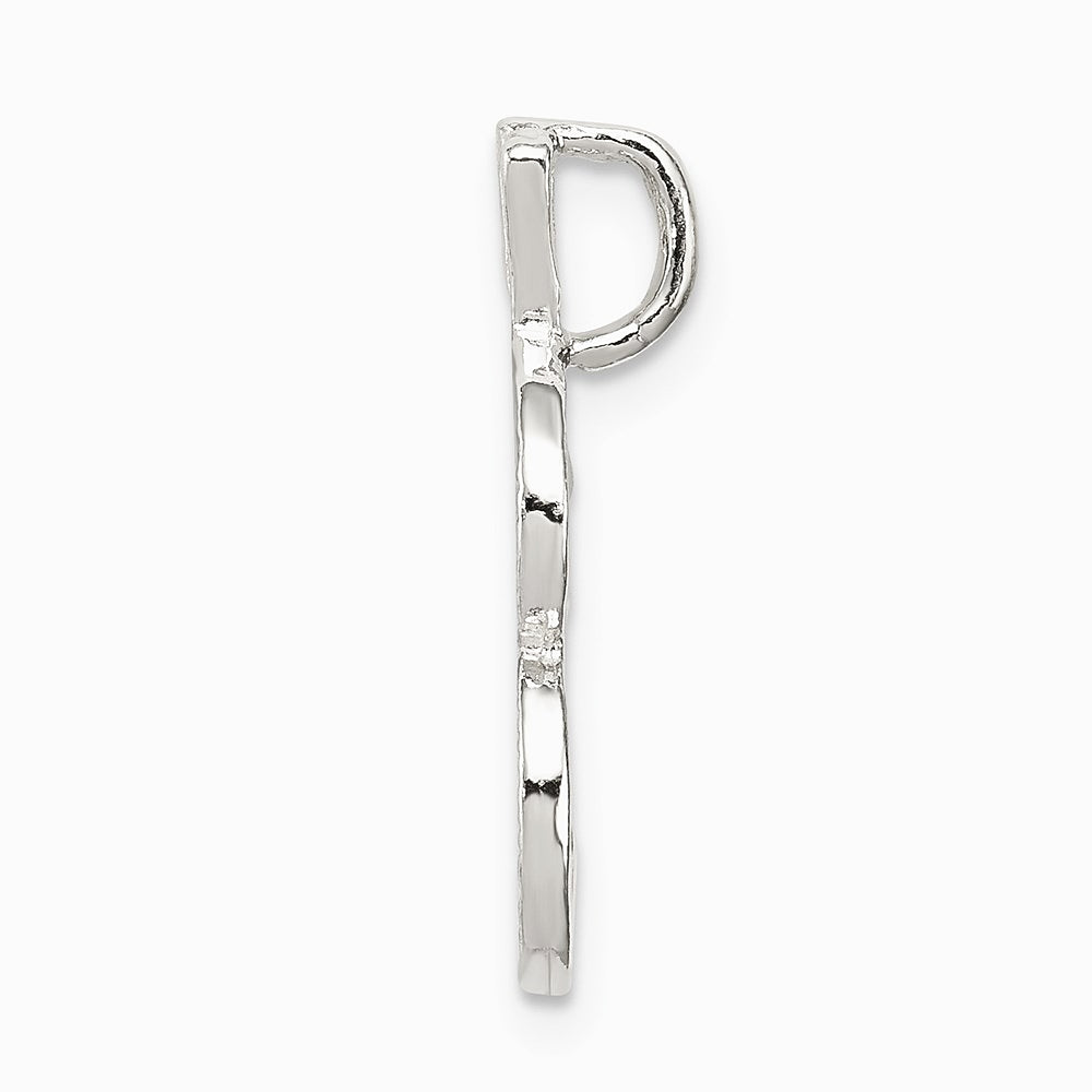 Sterling Silver Polished & Textured Letter B Initial Chain Slide - Product Photo