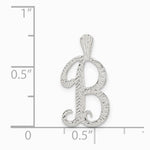 Sterling Silver Polished & Textured Letter B Initial Chain Slide - Product Photo