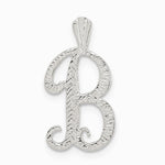 Sterling Silver Polished & Textured Letter B Initial Chain Slide - Product Photo