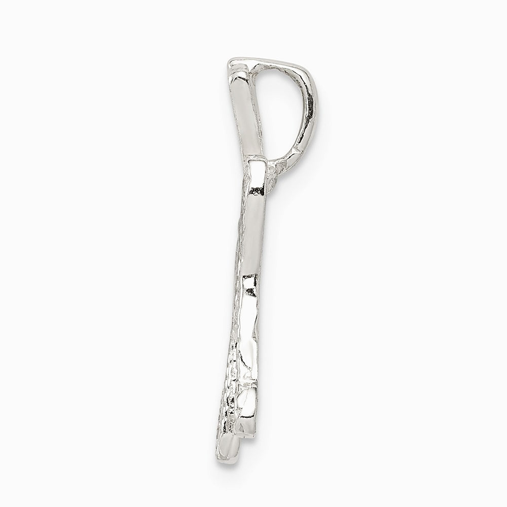 Sterling Silver Polished & Textured Letter H Initial Chain Slide - Product Photo