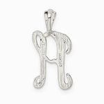 Sterling Silver Polished & Textured Letter H Initial Chain Slide - Product Photo