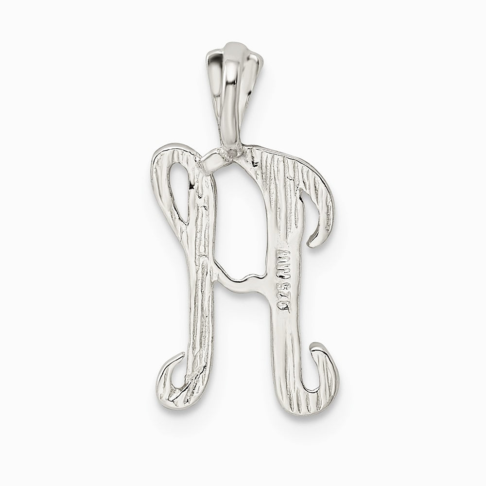 Sterling Silver Polished & Textured Letter H Initial Chain Slide - Product Photo