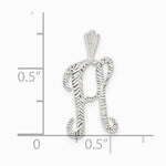 Sterling Silver Polished & Textured Letter H Initial Chain Slide - Product Photo