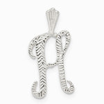 Sterling Silver Polished & Textured Letter H Initial Chain Slide - Product Photo