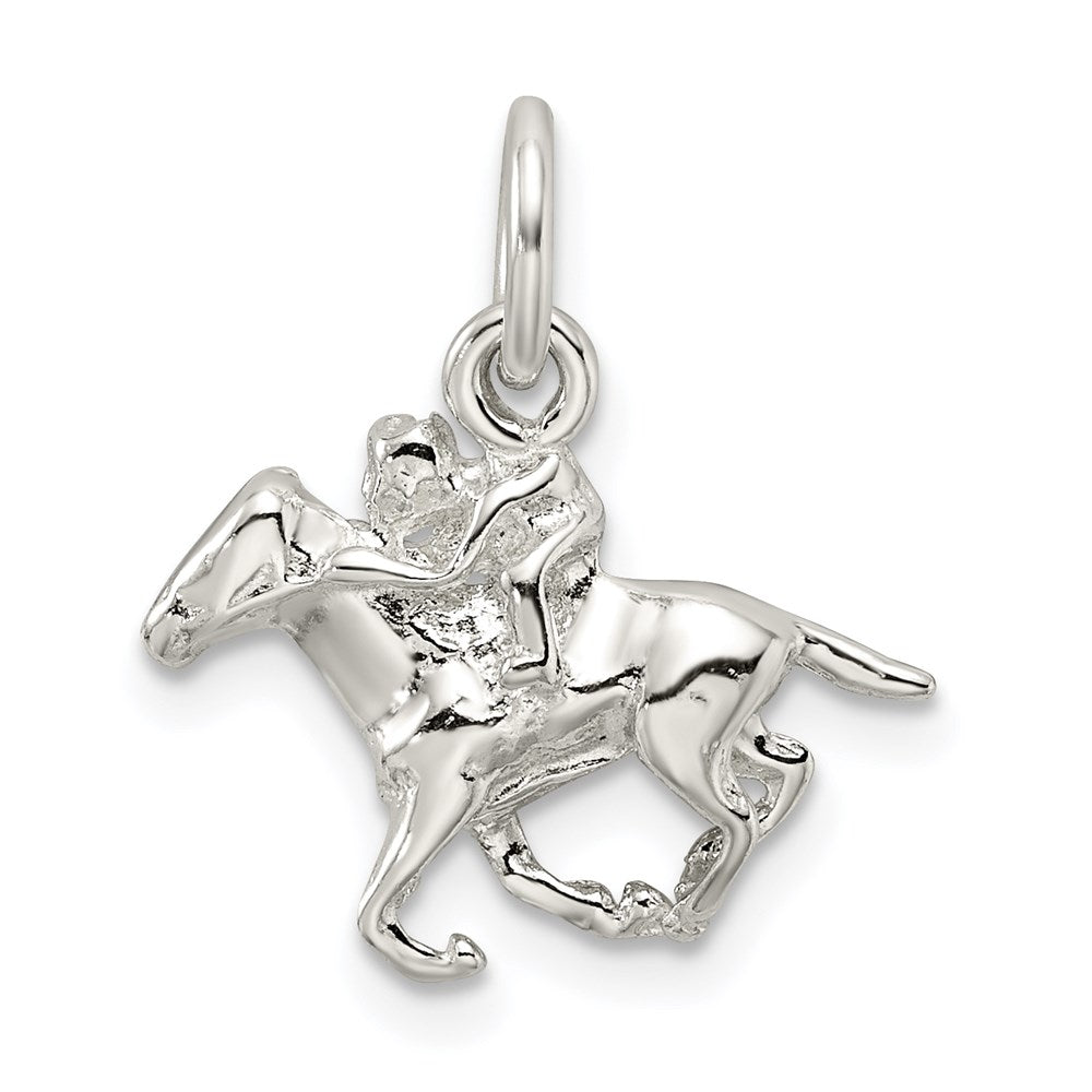 Sterling Silver Horse w/Rider Charm - Product Photo