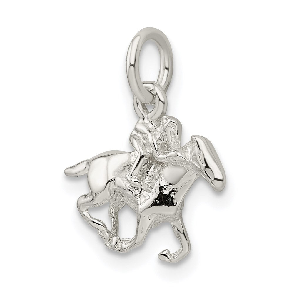 Sterling Silver Horse w/Rider Charm - Product Photo