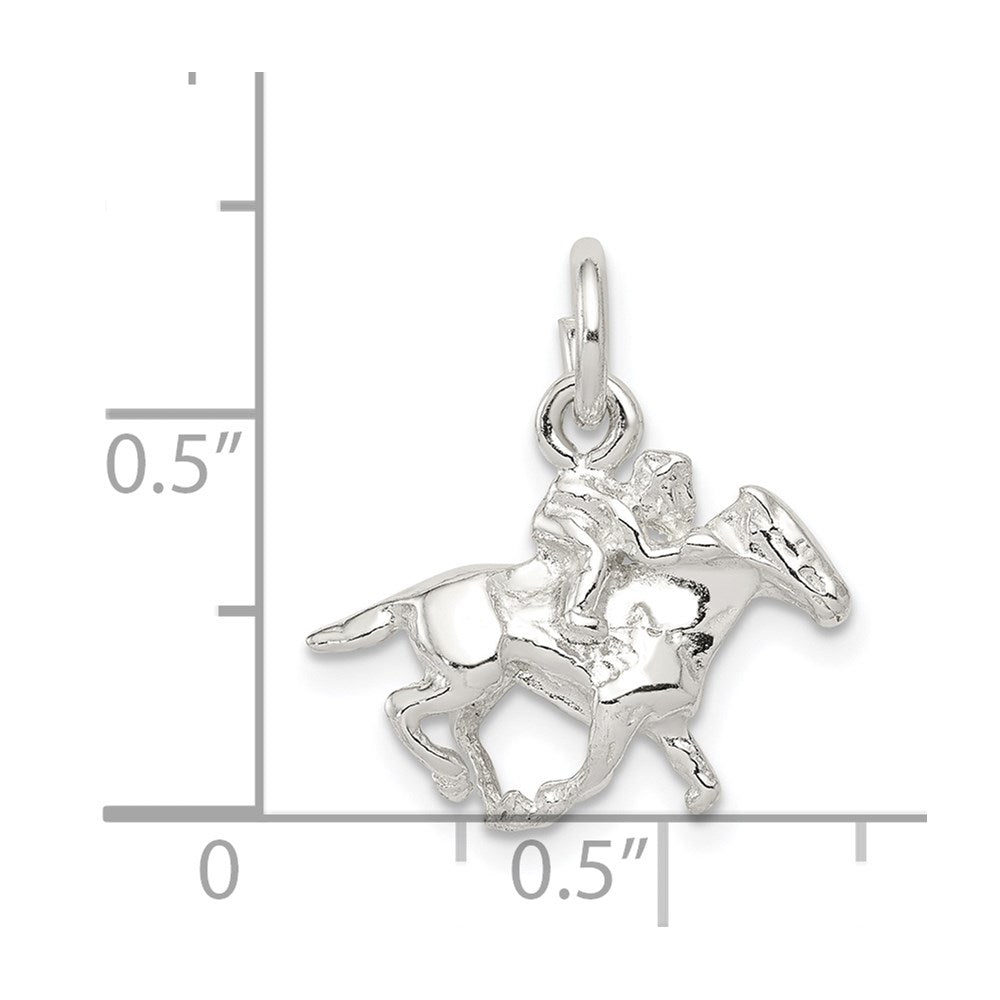Sterling Silver Horse w/Rider Charm - Product Photo