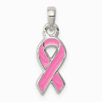 Sterling Silver Polished Pink Enameled Ribbon Pendant - Product Photo