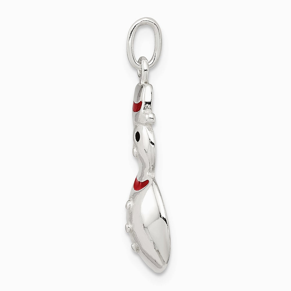 Sterling Silver Polished Enamel Snowman Pendant - Product Photo