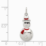 Sterling Silver Polished Enamel Snowman Pendant - Product Photo