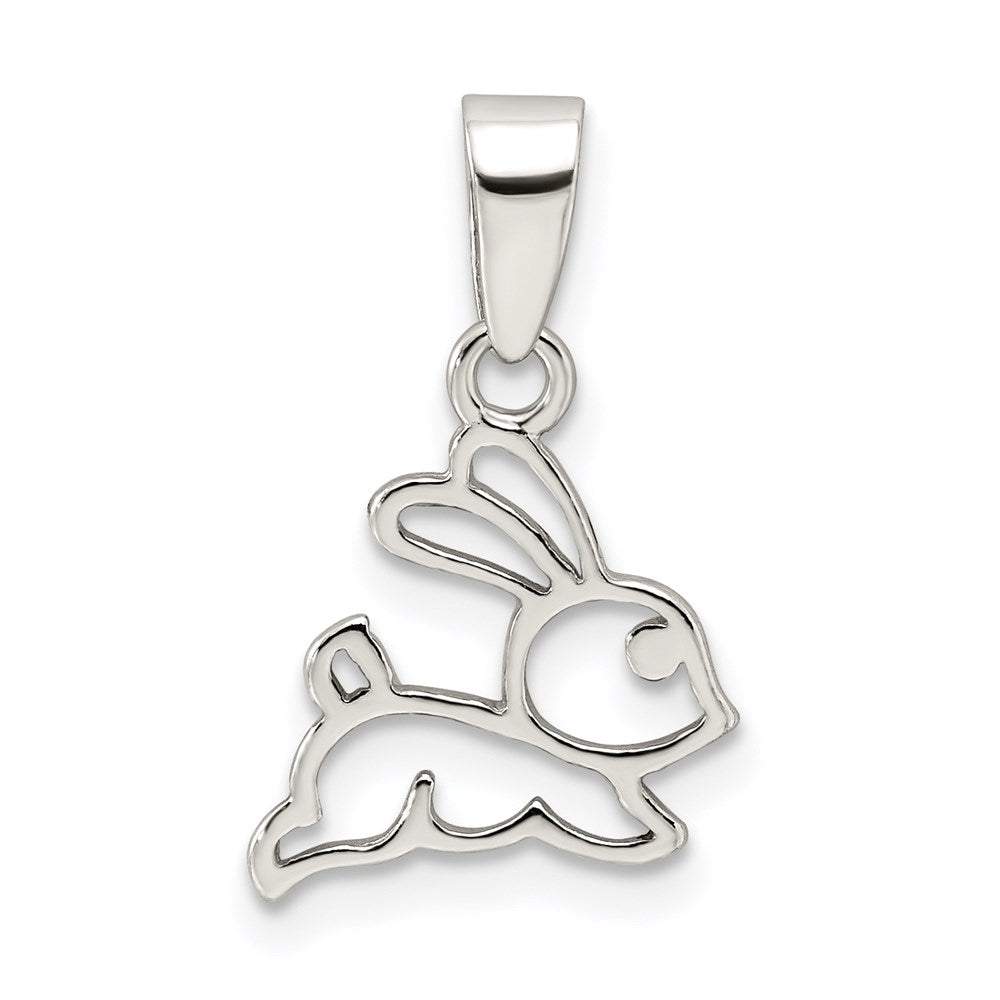 Sterling Silver Rhodium-plated Polished Bunny Pendant - Product Photo