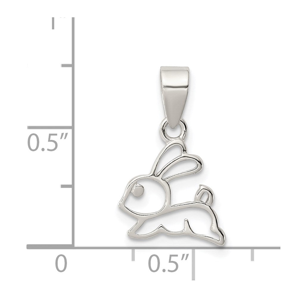 Sterling Silver Rhodium-plated Polished Bunny Pendant - Product Photo