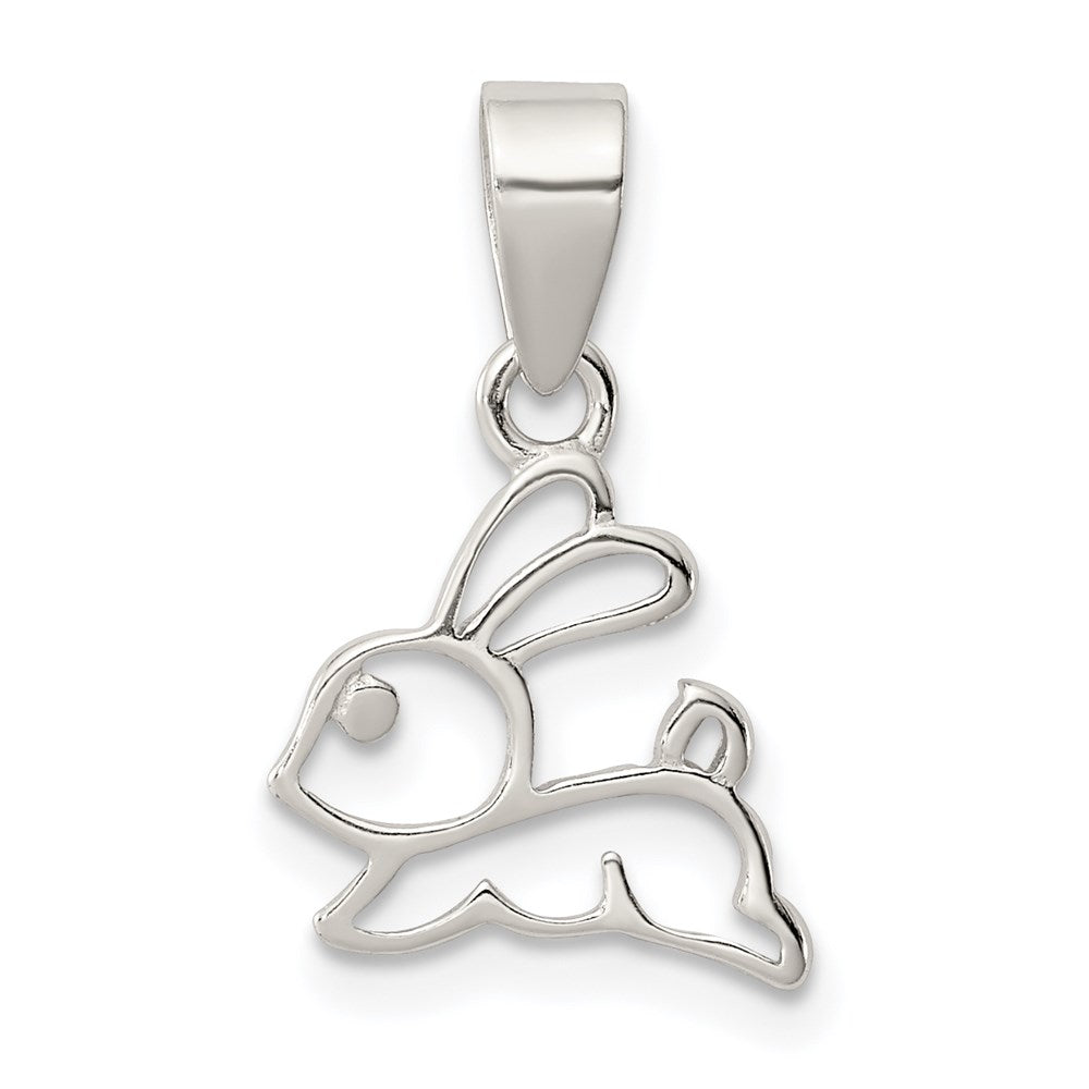 Sterling Silver Rhodium-plated Polished Bunny Pendant - Product Photo